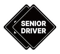 GEEKBEAR Senior Driver Car Sign - Sticker or Magnet & Color Options, Weather-Resistant - Diamond Shape 6.8 x 6.8 in (Black, Reflective Magnet)