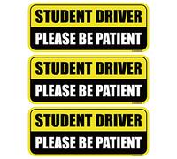 GEEKBEAR Student Driver Car Magnet (Yellow/Black, 3 Pack) - Rectangular Shape, 8.7 x 3.6 inch