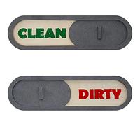 GEEKBEAR Wood Clean Dirty Magnet for Dishwasher (09. Grey Slider) - Colorful Wood Sliding Indicator - Slider Type Dishwasher Sign - No-Scratch Kitchen Refrigerator Storage Decor Accessories