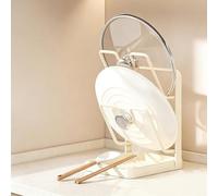 GeeKe Kitchen With Tray Pot Lid Holders, Pot Lid Organizer Rack Removable Drip Tray,Perfect For Pot Lid, Pans, Chopping Board, Baking Tray