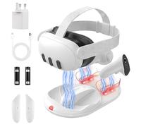 GEEKERA Charging Dock Compatible with Meta Quest 3: Fast Magnetic Charger for VR Headset & Controllers, with 2 Rechargeable Batteries, VR Accessories for Gamer