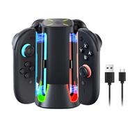 GEEKERA Charging Dock Compatible with Nintendo Switch 2, 4 in 1 Charger Station for JoyCon Controllers with RGB Light&USB Type-C Charging Cable, Portable Travel Design, Switch Accessories