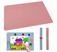 GEEKHOM 2 Pieces Large Craft Mat for Kids 60x40cm - A2 Silicone Painting Mats for Children - for Play Sand Arts Resin - Non-Stick & Easy to Wash - Desktop Mat with Raised Edges (Pink, Blue)