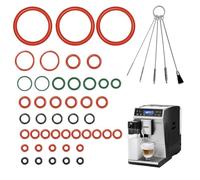GEEKHOM 45-Piece DeLonghi Coffee Machine O-Ring: Complete Seal & Brush Replacement Set for ESAM/ECAM/ETAM Series | 11 Sizes + 5 Cleaning Brushes | for Spare Parts, Leaks, Milk & Brewing