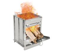 GEEKHOM Portable Camping Stove Folding Stainless Steel Wood Burning Stove with Storage Bag - Outdoor Cooking Essentials for Backpacking, BBQ, Fishing, Hiking, RV and Survival