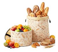 GEEKHOM Reusable Beeswax Bread Bags for Homemade Breads Storage, Foldable Beeswax Pantry Bucket,Linen Bees Wax Bread Bags to Keep Breads Fresh with Zipper & Buckle Closure,Anti-Crush Rigid Design