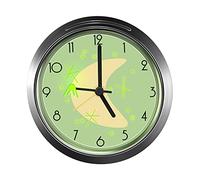 Geekify Glow in The Dark Sputnik Satellite Silent Retro Alarm Clock, Non Ticking Vintage Alarm Clock, Outer Space Décor - Green/Yellow with Chrome Finish