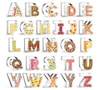 GeekLeaf 26PCS Alphabet Letters Cookie Cutters Set, DIY Alphabet Cake&Cookie, Stainless Steel Cookie Cutters for Baking, Letters Shaped Baking Tool for Homemaking Biscuits, Cookie, Dough