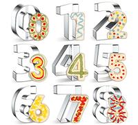 GeekLeaf 9PCS Number Cookie Cutters Set, Birthday Numbers 0-8(6 Reverses to 9), Stainless Steel Cookie Cutters for Baking, Number Shaped Baking Tool for Homemaking Biscuits, Cookie, Dough,3 Inches