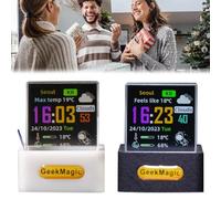 GeekMagic Wired Mini 3D Hologram Cube Display,Smart Weather Station Digital Clock,Customizable Display -Photo Album Show,WiFi,Real-time Weather,Time Display,GIF Animation Gift Cool Desktop Decor