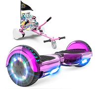 GeekMe hoverboards go kart attachment, Hoverboards with Hoverkart 6.5 inch with Bluetooth Speaker, LED Lights, Gift for Kid, Teenager and Adult