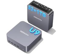 GEEKOM [2026 Upgraded Cooling GT1 Mega AI Mini PC Windows 11 Pro, with Intel Core U9-185H (Up to 5.1GHz), 32GB DDR5 RAM (Up to 128GB) & 1TB SSD, 4K@120Hz Quad Display/Dual USB4.0/8×USB for Gaming