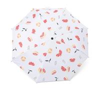 GEEKPC Compact Folding Umbrella, Fruit Print, 98cm Canopy | Printed canopy, folding frame, sun shade and rain cover, 28cm folded, approx. 280g, for commutes, Totebags and travel bags