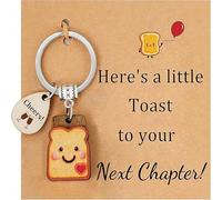 GEEKPC Creative Toast Keyring for New Beginnings - Heartfelt Gift with Engraved Plaque for Graduation, New Job, Farewell, Housewarming or Birthday Celebration, Vintage Design Key Chain