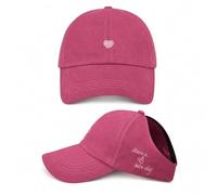 GEEKPC Girls' Baseball Cap with Ponytail Hole, Quick-Dry, UV Protection | Polyester, sweat-absorbing band, 55cm 8-12 yrs, ponytail hole, adjustable, reflective trim, UV brim, heart detail