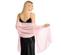 GEEKPC Light Pink Sheer Chiffon Shawl Wrap for Women - Lightweight Silk-Like Evening Scarf for Wedding Guests, Soft Breathable Cover-Up for Dresses, Parties, Proms and Travel