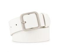 GEEKPC Premium Leather Belt for Women with Silver Matte Buckle - Versatile Ladies Waist Belt for Jeans Pants Office Wear & Dresses in Black Brown Beige Soft & Durable 107cm Length 3.2cm Width