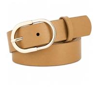GEEKPC Slim Black Faux Leather Belt with Oval Gold-Tone Buckle - Adjustable Waist Strap for Women, Ladies Fashion Accessory Fits Jeans, Trousers and Dresses, Classic Minimalist Style