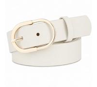 GEEKPC Slim Black Faux Leather Belt with Oval Gold-Tone Buckle - Adjustable Waist Strap for Women, Ladies Fashion Accessory Fits Jeans, Trousers and Dresses, Classic Minimalist Style