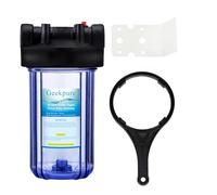 Geekpure 10 Inch Big Clear Water Filter Housing for Whole House Water Filtration with Wrench Bracket -1" BSP Port -4.5" x 10"