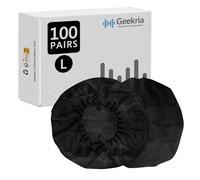 Geekria 100 Pairs Disposable Headphones Ear Cover for Large Over-Ear Headset Earcup, Stretchable Sanitary Ear Pads Cover, Hygienic Ear Cushion Protector (L/Black)