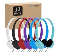 GEEKRIA 12 Pack Wired Classroom Headphones, Adjustable On-Ear Headsets for Students, School, Library, Computer Lab & Testing Centers, Bulk Pack (Circle Earcups)