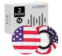 Geekria 2 Pairs Flex Fabric Headphone Ear Covers - Product Safety Certified - Washable & Stretchable Protectors for Over-Ear Headsets, Sweat Pads for Gym, Gaming (M/America Flag Pattern)