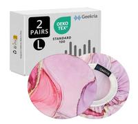 Geekria 2 Pairs Flex Fabric Headphone Ear Covers, Washable Stretchable Earcup Protectors for Large Over-Ear Headsets, Fits 4.1"-6.2" Ear Pads, Gaming Sweat Guards (Size L/Pink Marble)