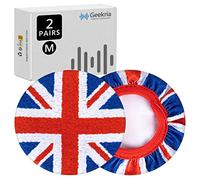 Geekria 2 Pairs Flex Fabric Headphones Ear Covers - Product Safety Certified - Washable & Stretchable Earcup Protectors for Over-Ear Headsets, Sweat Pads for Gym, Gaming (M/England Flag)
