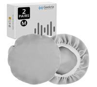 Geekria 2 Pairs Flex Fabric Headphones Ear Covers - Product Safety Certified - Washable & Stretchable Earcup Protectors for Over-Ear Headsets, Sweat Pads for Gym, Gaming (Size M/Grey)