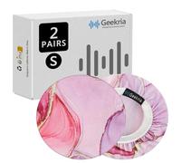 Geekria 2 Pairs Flex Fabric Headphones Ear Covers - Product Safety Certified - Washable & Stretchable Earcup Protectors for On-Ear Headsets, Sweat Pads for Gym, Meeting (Size S/Pink Marble)