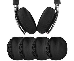Geekria 2 Pairs Flex Fabric Headphones Ear Covers - Product Safety Certified - Washable & Stretchable Earcup Protectors for Over-Ear Headsets, Sweat Pads for Gym, Gaming (Size M/Black)