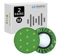 Geekria 2 Pairs Flex Fabric Headphones Ear Covers - Product Safety Certified - Washable & Stretchable Protectors for Headset, Sweat Pads for Gym, Gaming (Zelda Green Triangle/Size M)