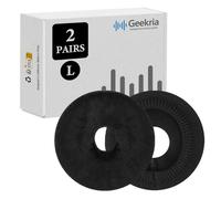 Geekria 2 Pairs Flex Fabric Headphones Ear Covers - Product Safety Certified - Washable & Stretchable Sanitary Protectors for Over-Ear Headsets, Sweat Pads for Gym, Gaming (Size L/Black)