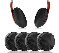 Geekria 2 Pairs Flex Fabric Headphones Ear Covers, Washable & Stretchable Sanitary Protectors for Over-Ear Headset, Sweat Cover for Gym, Gaming (M/Black-Red)