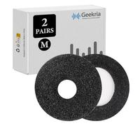 Geekria 2 Pairs Knit Headphones Ear Covers - Product Safety Certified - Washable & Stretchable Earcup Protectors for Over-Ear Headsets, Sweat Pads for Gym (Size M/Black Flowery Gray)