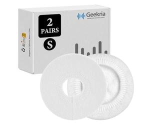 Geekria 2 Pairs Knit Headphones Ear Covers - Product Safety Certified - Washable & Stretchable Sanitary Earcup Protectors for On-Ear Headsets, Sweat Pads for Gym, Meeting (Size S/White)