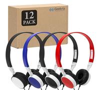 GEEKRIA 24 Pack Classroom Headphones, Adjustable Wired Kids Headphones with 3.5mm Jack, Bulk On-Ear Headsets for School, Students, Libraries, Computer Lab