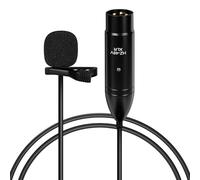 GEEKRIA 48V XLR Lavalier Microphone, Omnidirectional Mic, HD Noise Reduction, Compatible with FIFINE SC3, MAONO G1 NEO Gaming Audio Mixer, Suitable for Camcorders, Recorder (Black / 4.9 FT)
