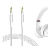 GEEKRIA Audio Cable Compatible with Beats Studio Pro/3/2, Solo 4/3/2/HD, Mixr, Pro Headphones Cable, 1/8" (3.5mm) to 3.5mm Replacement Stereo Cord (4 ft/1.2 m White)