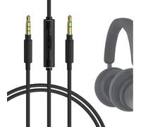 GEEKRIA Audio Cable with Mic Compatible with B&O HX Headphones Cable, 1/8" (3.5mm) to 3.5mm Braided Nylon Replacement Stereo Cord with Inline Microphone and Volume Control (4 ft/1.2 m)