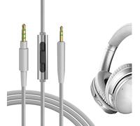 GEEKRIA Audio Cable with Mic Compatible with Bose QuietComfort SE, QC45, QC35II, QC35, QC25, 700, 2.5mm Replacement Stereo Cord with Inline Microphone and Volume Control (4 ft / 1.2 m)