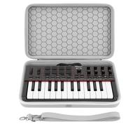 GEEKRIA Audio Interface Carrying Case, Compatible with Akai Professional MPK Mini IV, EVA Hard Shell Portable Travel Bag (Light Gray)