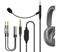 GEEKRIA Boom Mic Headphones Cable Compatible with ATH-M70x/M50x/M40x, 2.5mm Jack Nylon Braided Replacement Cord with Boom Microphone and Volume/Mute Control for Gaming & Meeting (5.6 ft)