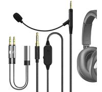 GEEKRIA Boom Mic Headphones Cable Compatible with ATH M70X M60X M50X, 2.5mm Jack Nylon Braided Replacement Cord with Boom Microphone and Volume/Mute Control for Gaming & Meeting (5.6 ft)