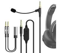 GEEKRIA Boom Mic Headphones Cable Compatible with Audio-Technica, Skullcandy, Soundcore, 3.5mm Jack Nylon Braided Replacement Cord with Boom Microphone for Gaming & Meeting (5.6 ft)
