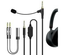 GEEKRIA Boom Mic Headphones Cable Compatible with Sony WH-ULT900N WH-1000XM5 WH-1000XM4 WH-XB920N, 3.5mm Jack Nylon Braided Replacement Cord with Boom Microphone for Gaming & Meeting (5.6ft)