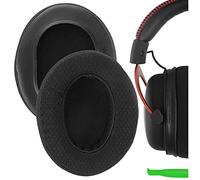 Geekria Comfort Extra Thick Mesh Fabric Replacement Ear Pads Compatible with HyperX Cloud III/II/Alpha/Alpha S/Flight/Stinger/Revolver Headphones, Ear Cushions (Black)