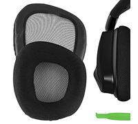 Geekria Comfort Mesh Fabric Replacement Ear Pads for Corsair Void/Void v2/ Void Pro/Pro RGB/Void Elite/EliteRGB/Surround Wired & Wireless RGB USB Gaming Headphones (Black/Grey)