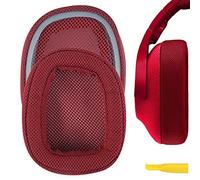 Geekria Comfort Mesh Fabric Replacement Ear Pads for Logitech G 433/233/ PRO Headphones Ear Cushions, Repair Parts (Red)